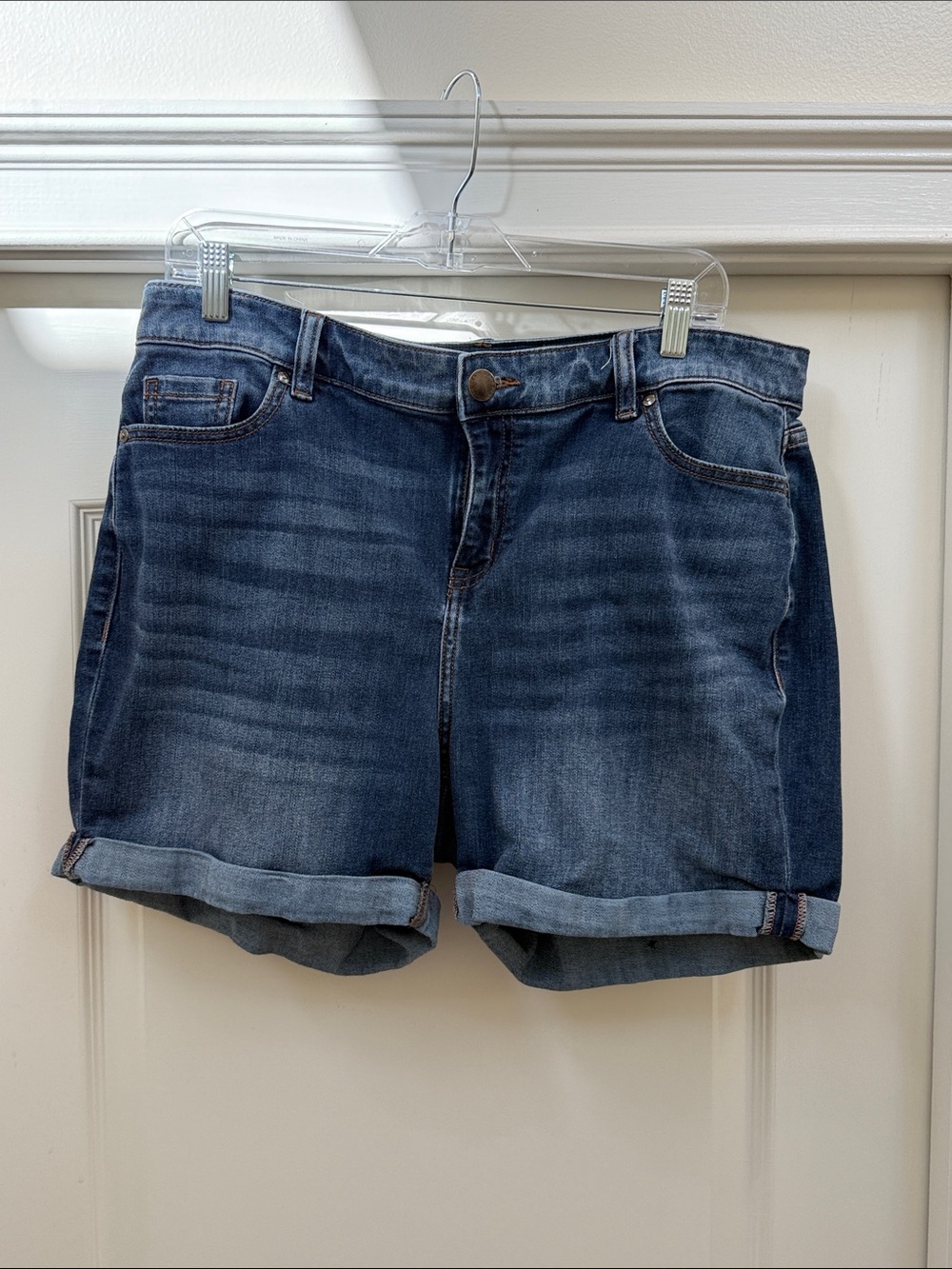 Lane Bryant Medium Blue Rolled Cuff Denim Shorts